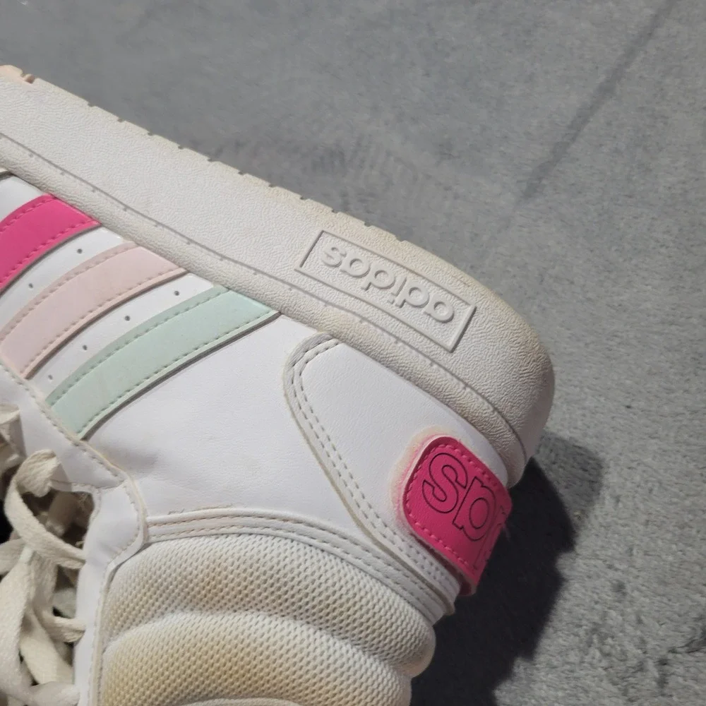 Adidas Hoops 3.0 Mid Womens 8.5 White Pink Pastel GX7 Basketball Sneaker Retro‎